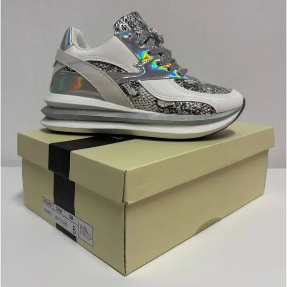 UNILADY / Franky-2 / Sneaker / Reflective & Snakeskin / Pattern Chunky Sneakers - Picture 8 of 9